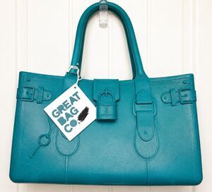 Great Bag Co Teal Vegan Leather Tote Satchel NWT Large Structured Carryall